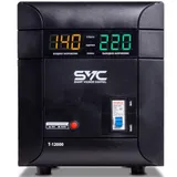 Стабилизатор (AVR), SVC, T-12000, 12000ВА/7500Вт, Диапазон работы AVR: 140-260В, Выходное напряжение: 220В +/-8%, Задержка включения, Клеммная колодка, LCD-дисплей, Защита: от перегрузки, короткого