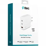 ttec SmartCharger Trio GAN 120W PD Travel Charger 2 USB-C+USB-A, white