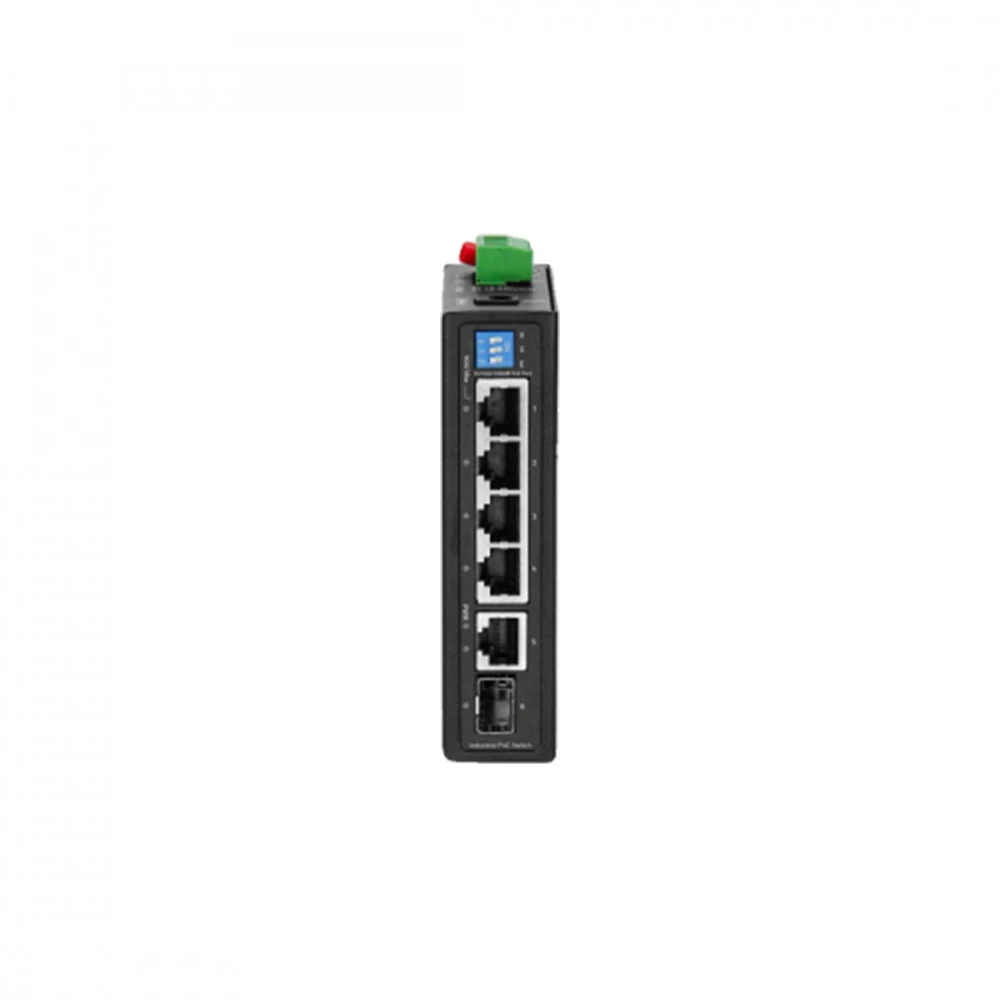 Коммутатор, BDCOM, IES200-LSTW1140P, Неуправляемый, 4 порта 10/100/1000М RJ45, PoE 802.3af/at, Бюджет 120W, 1 порт SFP, 1 порт GE RJ45, DC 48-55В Dual RPS, -40+75°C, DIN-rail, без блока питания
