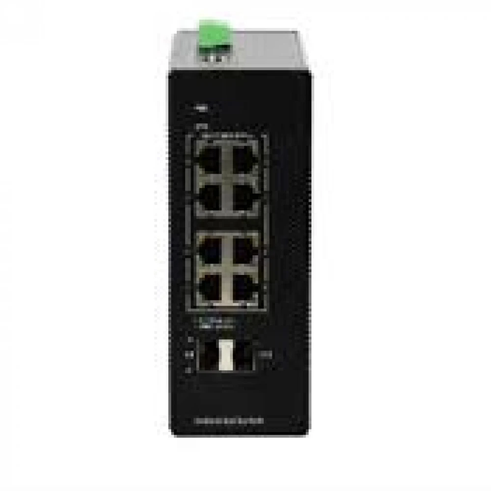 Коммутатор, BDCOM, IES200-LSTW2080P, Неуправляемый, 8 портов 10/100/1000М RJ45, PoE 802.3af/at, Бюджет 120W, 2 порта SFP, DC 48-55В Dual RPS, -40+75°C, DIN-rail, без блока питания
