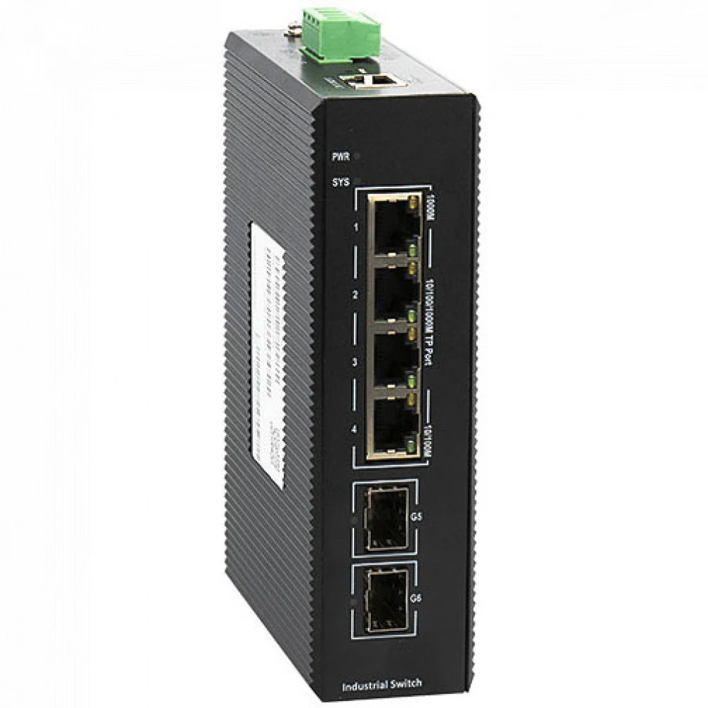 IES200-V25-2S4P Коммутатор Managed industrial switch with 2 Gigabit SFP ports and 4 Gigabit POE ports industrial DC 48~55V redundant dual power input operating temperature: -40~75°C lightning protec