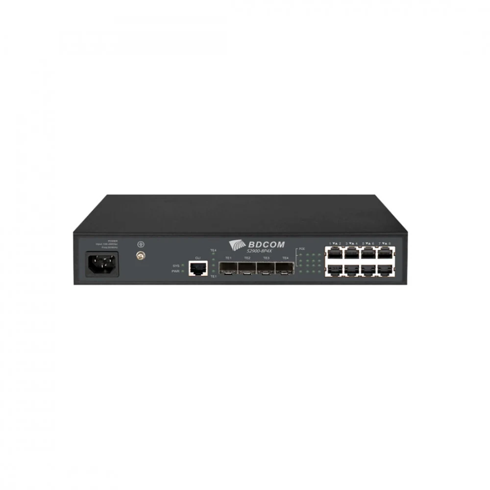 Коммутатор, BDCOM, S2900-8T4X, Управляемый L3-lite, 8 портов 10/100/1000М RJ45, 4 порта SFP+, 1U