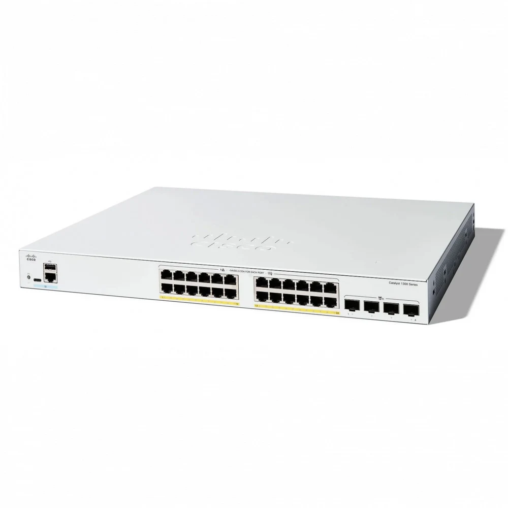 Коммутатор CISCO Catalyst 1300 24x 10/100/1000 Ethernet ports RJ-45, 4x 10G SFP+ uplinks, Fanless, C1300-24T-4X