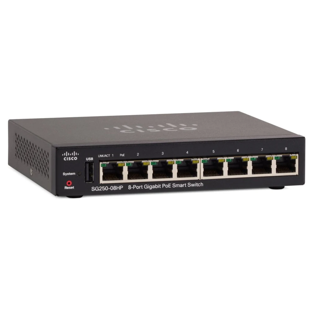 Cisco SB SG250-08HP-K9-EU SG250-08HP-K9-EU Cisco SG250-08HP 8-Port Gigabit PoE Smart Switch