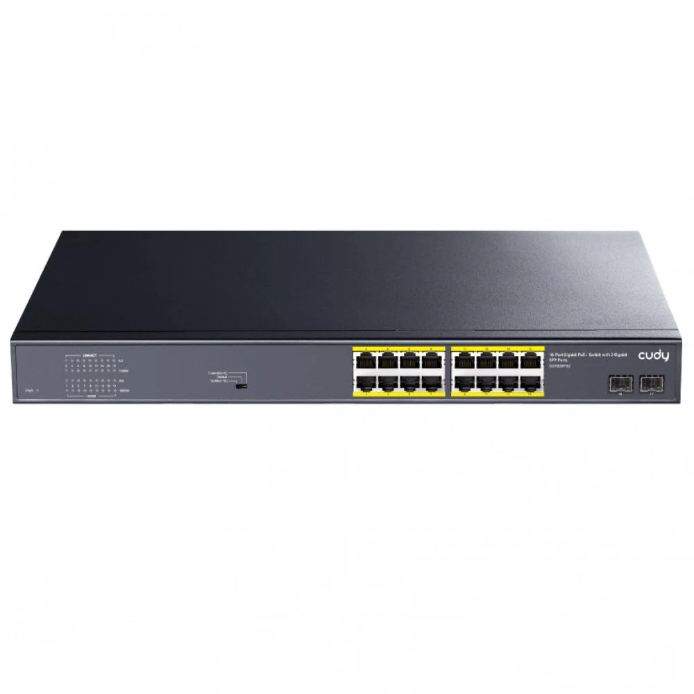 Коммутатор гигабитный 16-портовый CUDY GS1020PS2 &lt 16-10/100/1000 BASE-T Gigabit ports,19-inch, 2-1000 BASE-X SFP Slot, 16-port IEEE 802.3at PoE+ Injector, Supports PoE power up to 30W for each Po