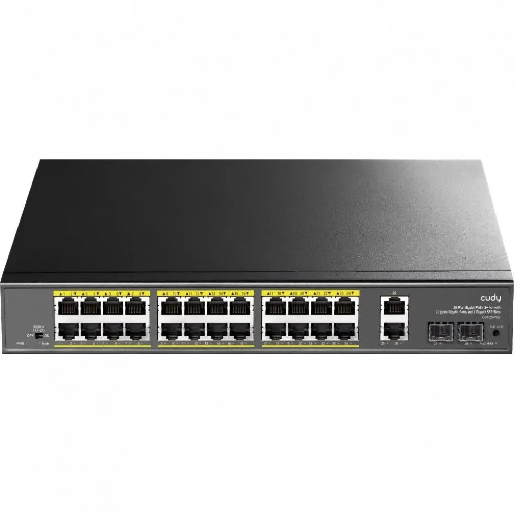 Коммутатор/ 24-10/100/1000 BASE-T Gigabit ports, 2-Port 10/100/1000 BASE-T Gigabit Uplink ports, 2-1000 BASE-X SFP Slot, 24-port IEEE 802.3at PoE+ Injector, 300 watts total Power budget, Supports Po