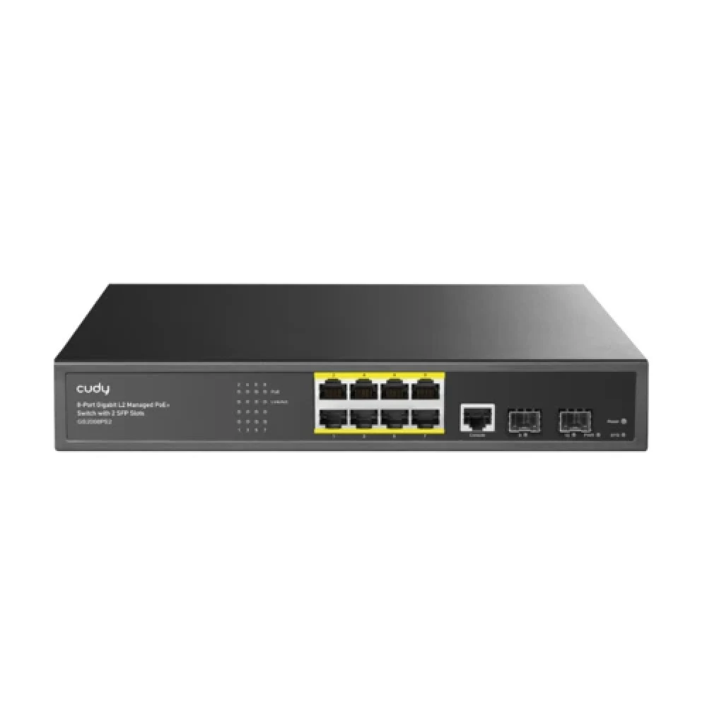 Коммутатор CUDY 8-Port Layer 2 Managed Gigabit PoE+ Switch with 2 Gigabit SFP Slots 120W Layer 2 Managed 8 Ports 10/100/1000M PoE Switch, 1-8 Port support POE(802.3at/af) ,with 2 Gigabit SFP ports +