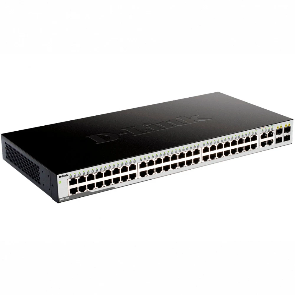 Коммутатор D-Link Неуправляемый коммутатор, 48x1000Base-T, 4xCombo 1000Base-T/SFP, защита от статического электричества до 1 кВ, корпус металл