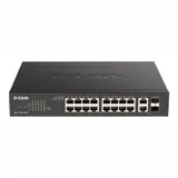 Коммутатор, D-Link, DGS-1100-18PV2/A3A, Настраиваемый L2, 16 портов 10/100/1000Base-T RJ45, 2 комбо-порта 1000Base-T/SFP, 16 портов PoE 802.3af/at, PoE-бюджет 130 Вт, 1U
