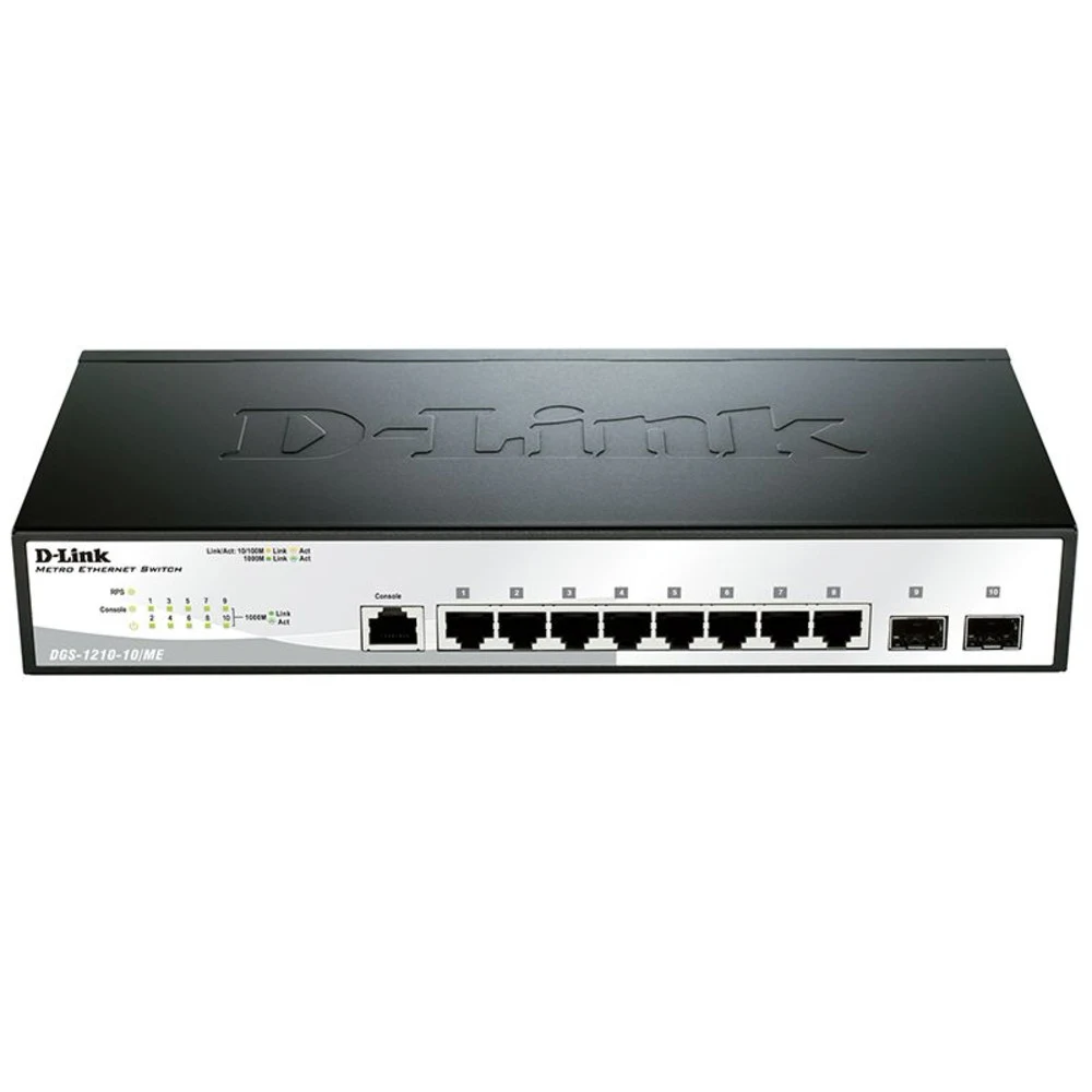 D-Link DGS-1210-10 Настраиваемый коммутатор WebSmart с 8 портами 10/100/1000Base-T и 2 портами 1000Base-X SFP