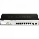 Коммутатор, D-Link, DGS-1210-10MP/F3A, L2 коммутатор с 8 портами 10/100/1000Base-T и 2 портами 1000Base-X SFP (8 портов PoE 802.3af/at, PoE-бюджет 130 Вт)