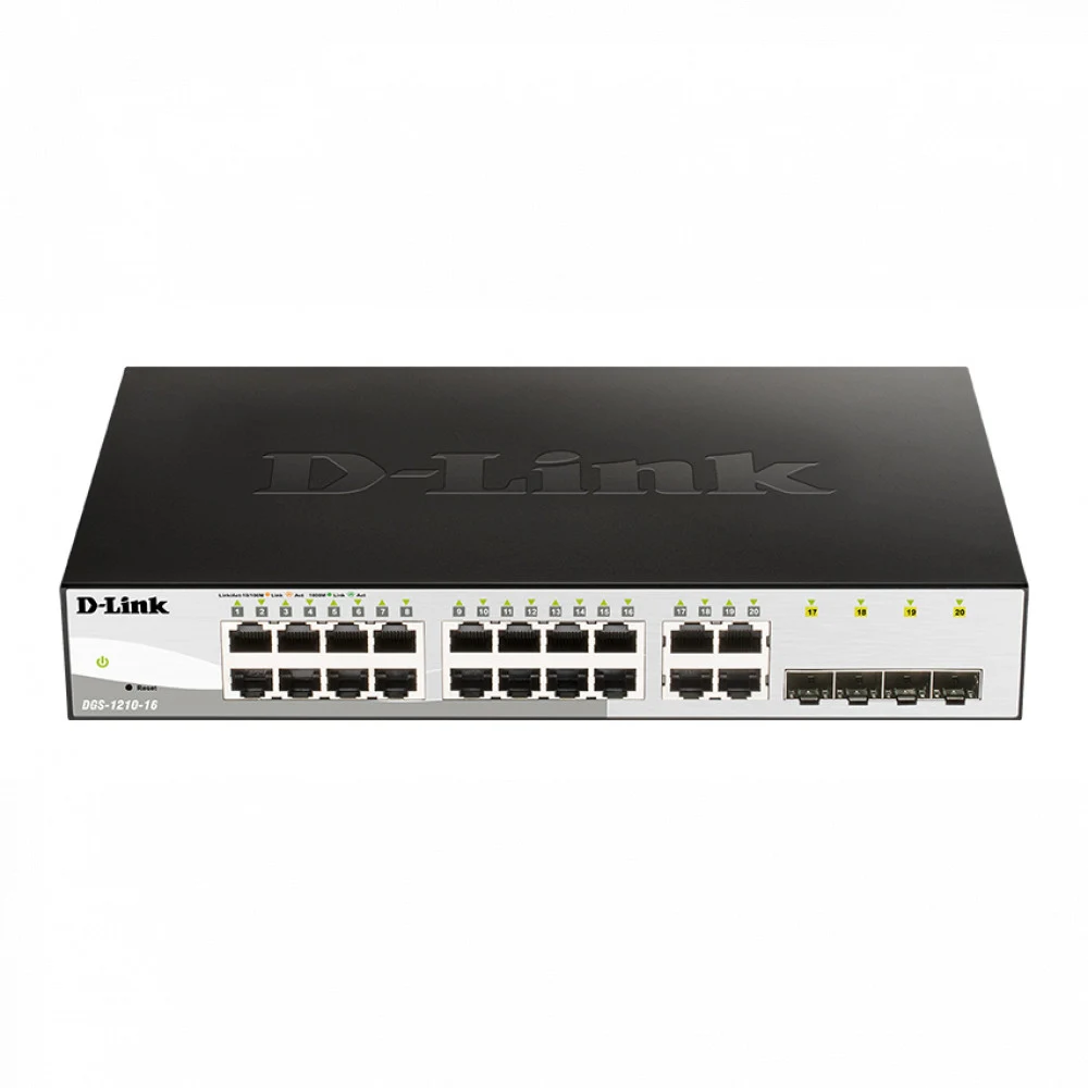 Коммутатор D-Link DGS-1210-16/G2A Настраиваемый L2 коммутатор с 16 портами 10/100/1000Base-T и 4 комбо-портами 100/1000Base-T/SFP
