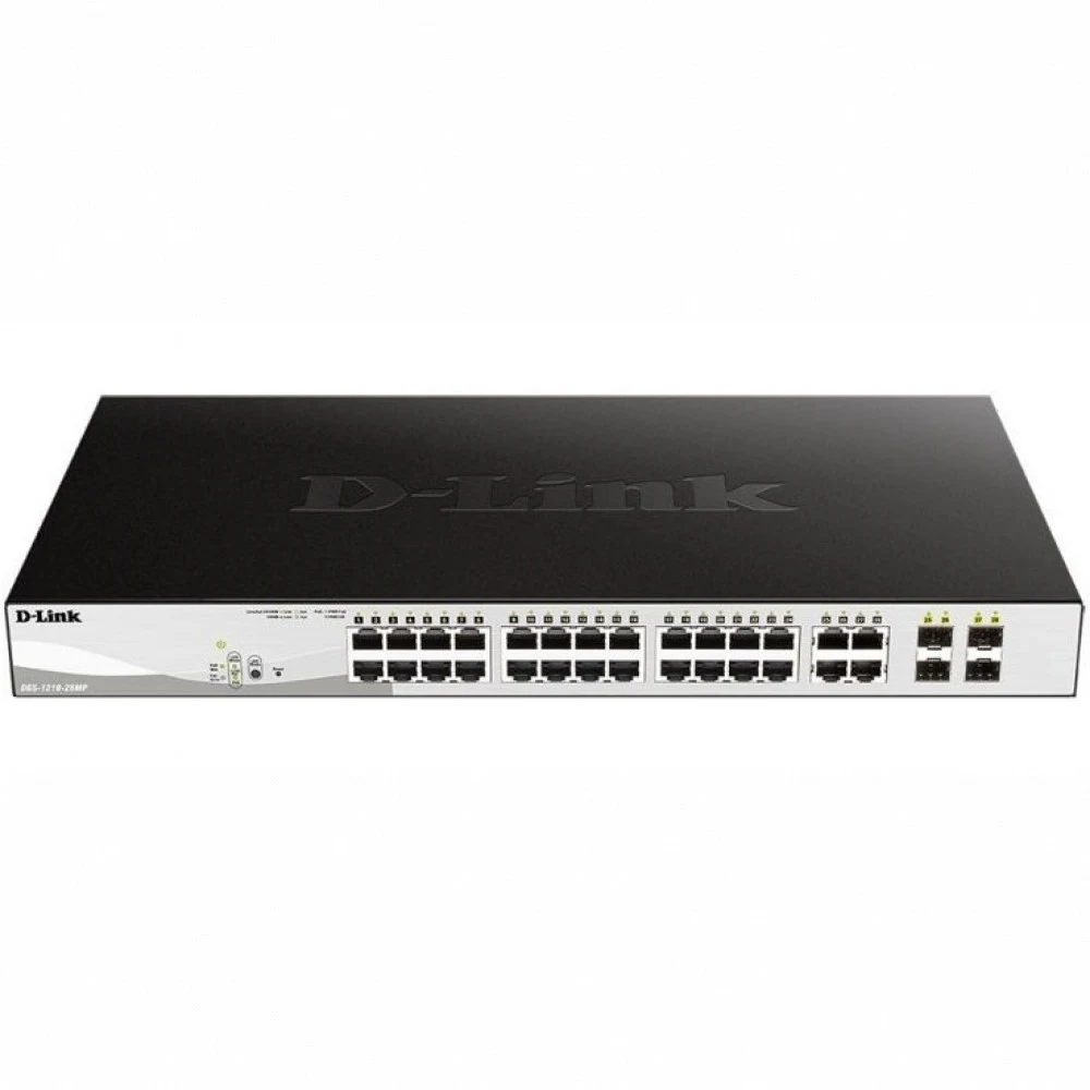 Коммутатор D-Link DGS-1210-28MP/F3A Настраиваемый L2 коммутатор с 24 портами 10/100/1000Base-T и 4 комбо-портами 100/1000Base-T/SFP (24 порта PoE 802.3af/at, PoE-бюджет 370 Вт)