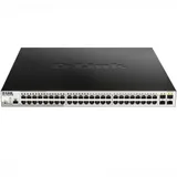 Коммутатор, D-Link, DGS-1210-52P/ME/B1A, 19 дюймовый стоечный, 48 портов 10/100/1000M RJ45+4 порта SFP (порты 1-8 PoE 802.3af/at, порты 9-24 PoE 802.3af, PoEбюджет 193 Вт), Управляемый, Корпус метал