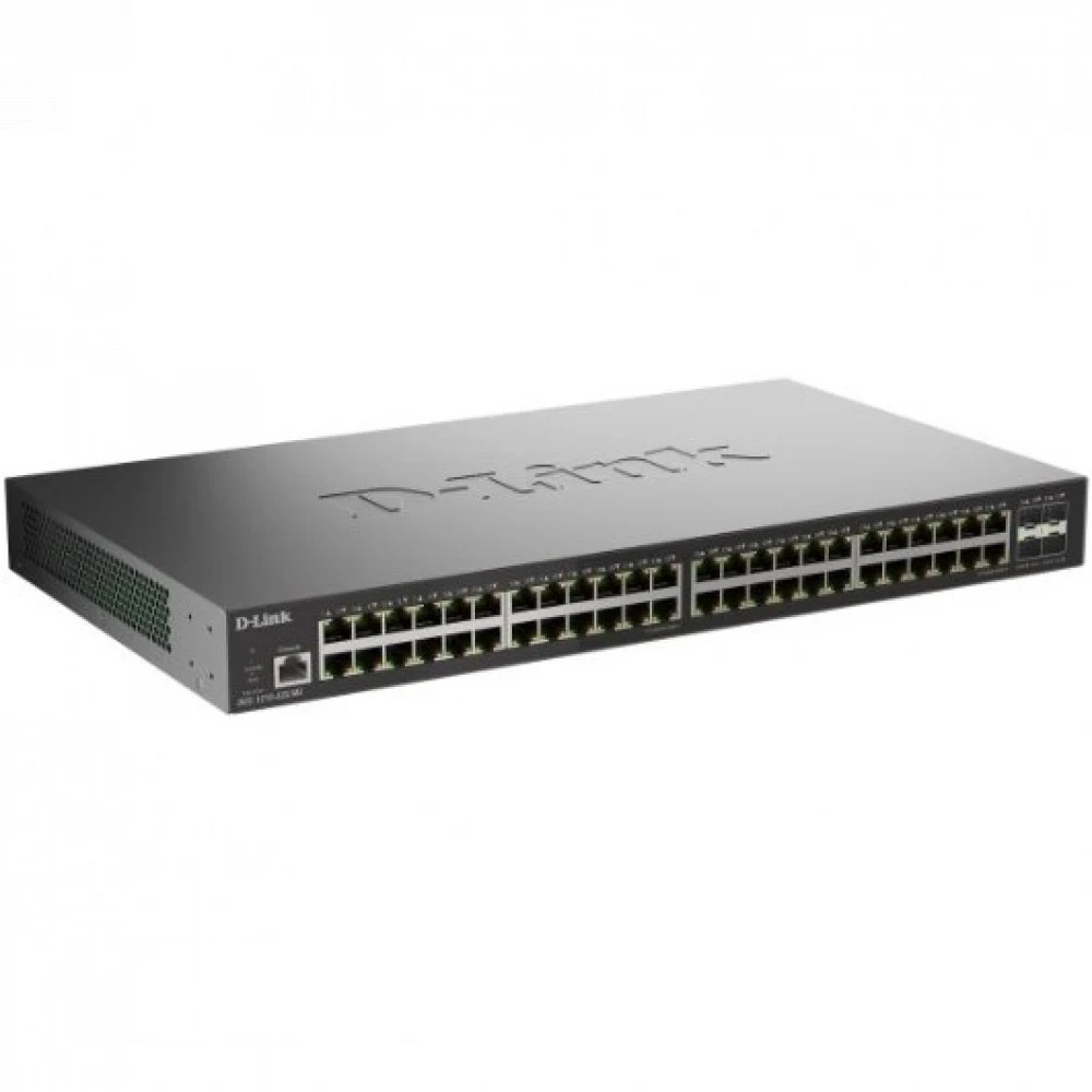 Коммутатор D-Link Управляемый L2 коммутатор, 48x1000Base-T, 4x10GBase-X SFP+, защита от статического электричества до 6 кВ, CLI, консольный порт RJ-45, RPS, поддержка Dying Gasp