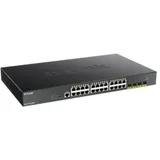 D-Link DGS-1250-28XMP/A1A, L2 Smart Switch with 24 10/100/1000Base-T ports and 4 10GBase-X SFP+ ports (24 PoE ports 802.3af/802.3at (30 W), PoE Budget 370W).16K Mac address, 802.3x Flow Control, 4K