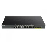 D-Link DGS-1250-28XMP/A1A, L2 Smart Switch with 24 10/100/1000Base-T ports and 4 10GBase-X SFP+ ports (24 PoE ports 802.3af/802.3at (30 W), PoE Budget 370W).16K Mac address, 802.3x Flow Control, 4K