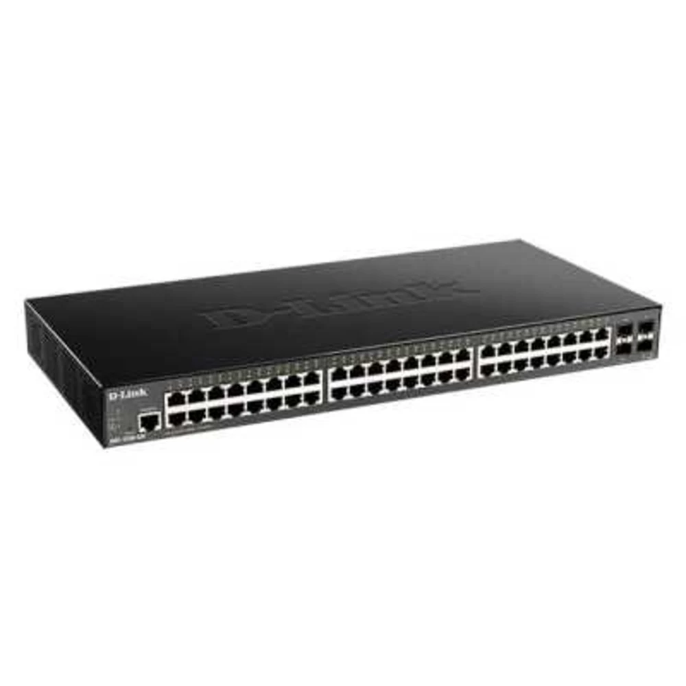 D-Link DGS-1250-52X/A1A, L2 Smart Switch with 48 10/100/1000Base-T ports and 4 10GBase-X SFP+ ports.16K Mac address, 802.3x Flow Control, 4K of 802.1Q VLAN, 4 IP Interface, 802.1p Priority Queues, A