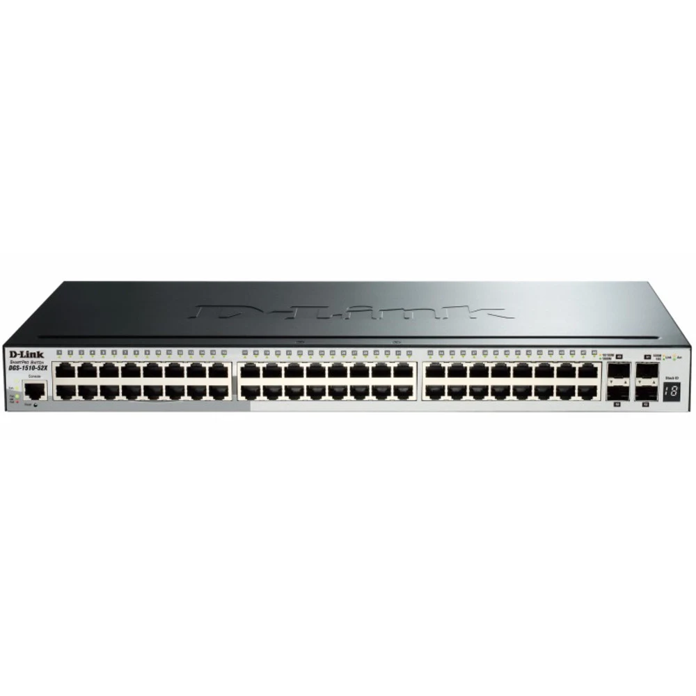 D-Link DGS-1510-52X/A1A Управляемый стекируемый коммутатор SmartPro с 48 портами 10/100/1000Base-T и 4 портами 10GBase-X SFP+ Характеристики: Стандарты и функции на портах IEEE 802.3 10BASE-T Ethern