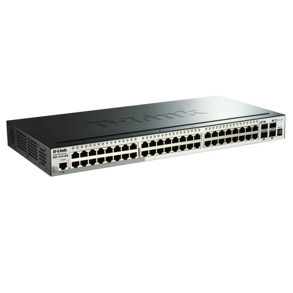 Коммутатор D-Link DGS-1510-52X/A2A Настраиваемый стекируемый коммутатор SmartPro уровня 2+ с 48 портами 10/100/1000Base-T и 4 портами 10GBase-X SFP+
