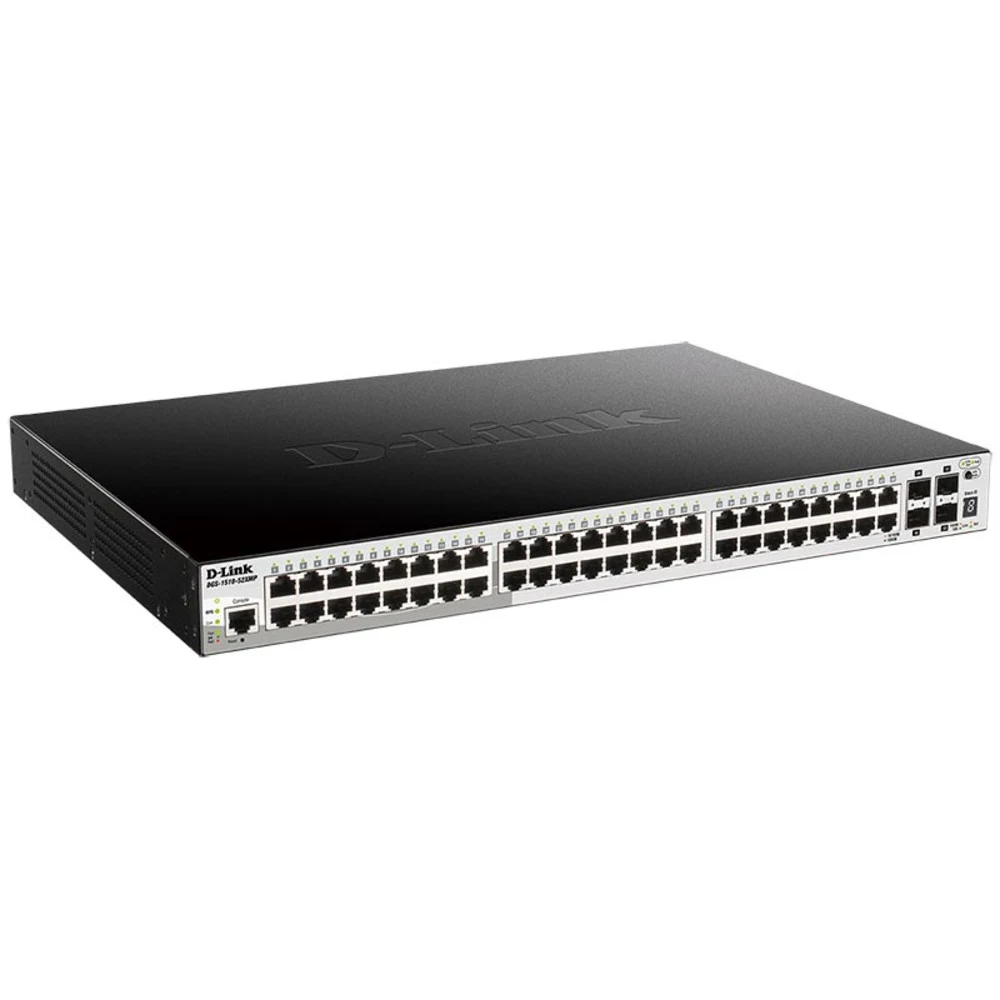 Коммутатор, D-Link, DGS-1510-52XMP/A1A, Настраиваемый L2 стекируемый коммутатор с 48 портами 10/100/1000Base-T и 4 портами 10GBase-X SFP+ (48 портов PoE 802.3af/at, PoE‑бюджет 370 Вт. 740 Вт с DPS‑7