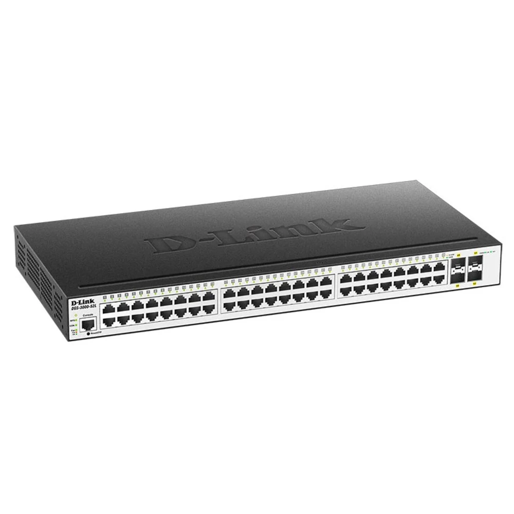 Коммутатор D-Link Управляемый L2 коммутатор, 48x1000Base-T, 4x1000Base-X SFP, защита от статического электричества до 6 кВ, CLI, консольный порт RJ-45, RPS, поддержка Dying Gasp