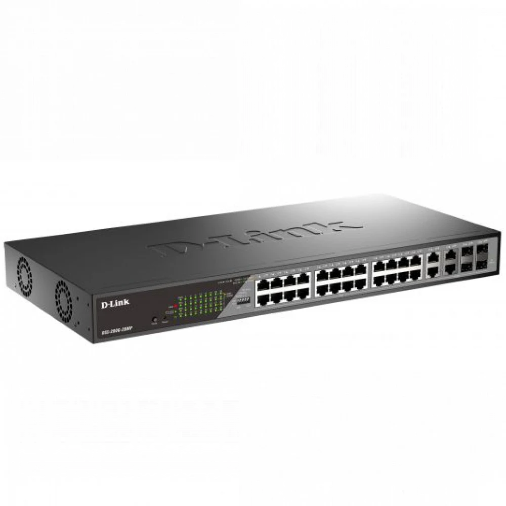 Сетевой коммутатор/ Smart L2 Surveillance Switch 24х1000Base-T PoE, 4xCombo 1000Base-T/SFP, PoE Budget 370W, Long-range PoE up to 250m