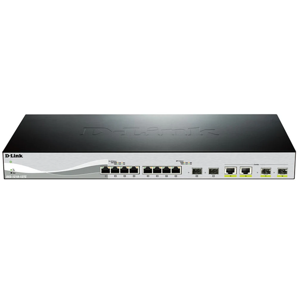 Коммутатор D-Link DXS-1210-12TC/B1A Настраиваемый L2+ коммутатор с 8 портами 10GBase-T, 2 портами 10GBase-X SFP+ и 2 комбо-портами 10GBase-T/SFP+