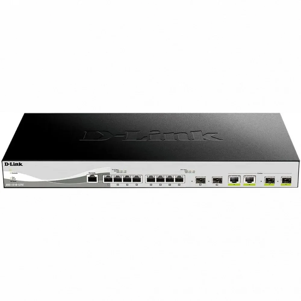 Коммутатор/ DXS-1210-12TC Smart L2+ Switch 8x10GBase-T, 2x10GBase-X SFP+, 2xCombo 10GBase-T/SFP+, CLI, RJ45 Console