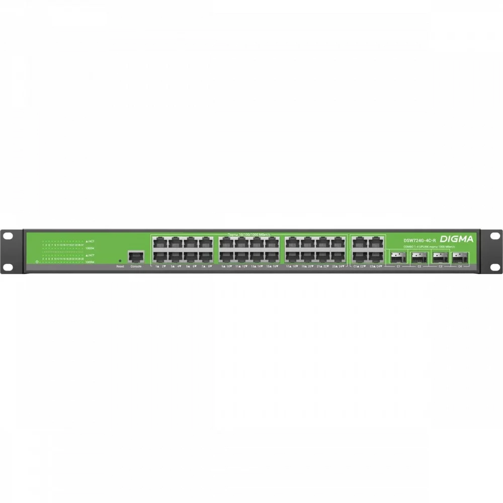 Коммутатор Digma DSW724G-4C-R (L2+) 24x1Гбит/с 4xКомбо(1000BASE-T/SFP) управляемый