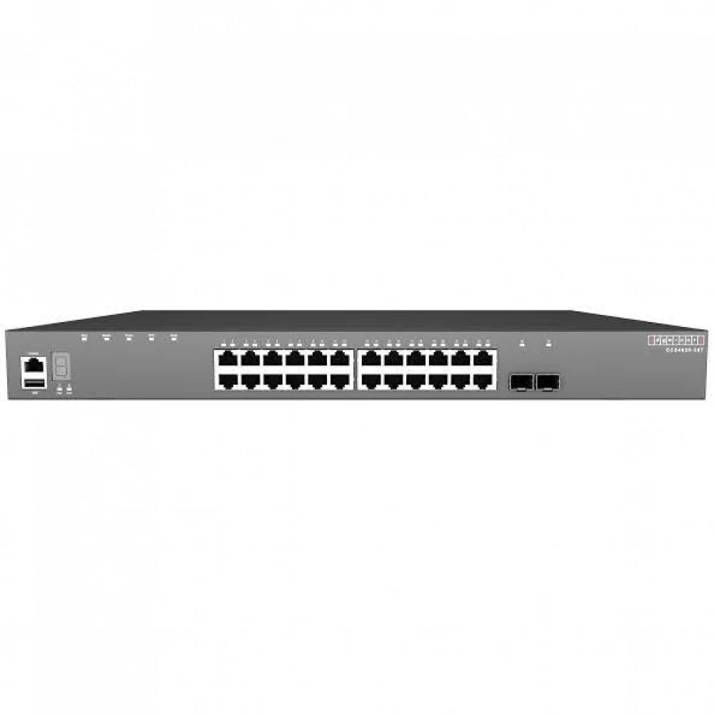 Коммутатор Edge-corE ECS4620-28P Edge-corE 24 x GE + 2 x 10G SFP+ ports + 1 x expansion slot (for dual 10G SFP+ ports) L3 Stackable Switch, w/ 1 x RJ45 console port, 1 x USB type A storage port, RPU