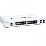 FortiSwitch-124F is a performance/price competitive switch with 24x GE port + 4x SFP+ port + 1x RJ45 console. Fanless design.