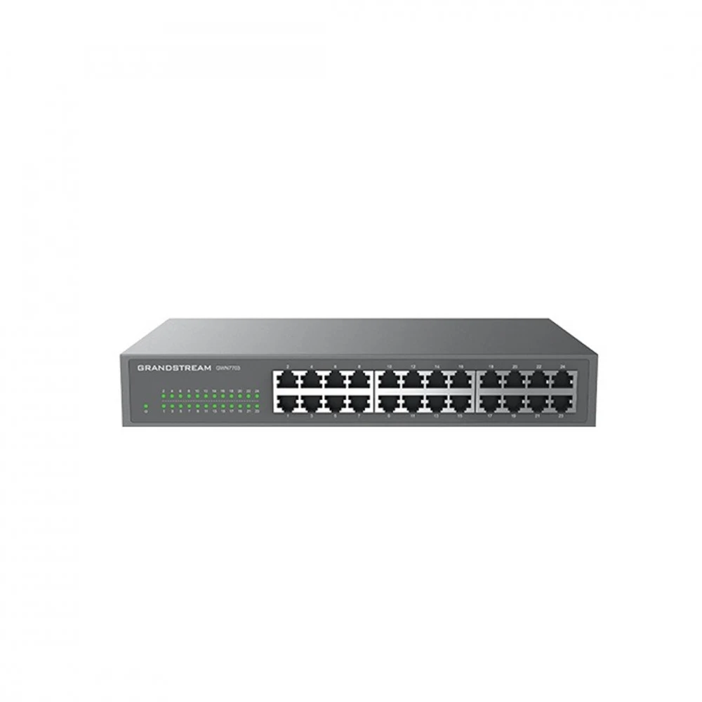 Коммутатор, Grandstream, GWN7703, Неуправляемый, 24 порта RJ-45 10/100/1000 Мбит/с, Настольный/в стойку, корпус металлический