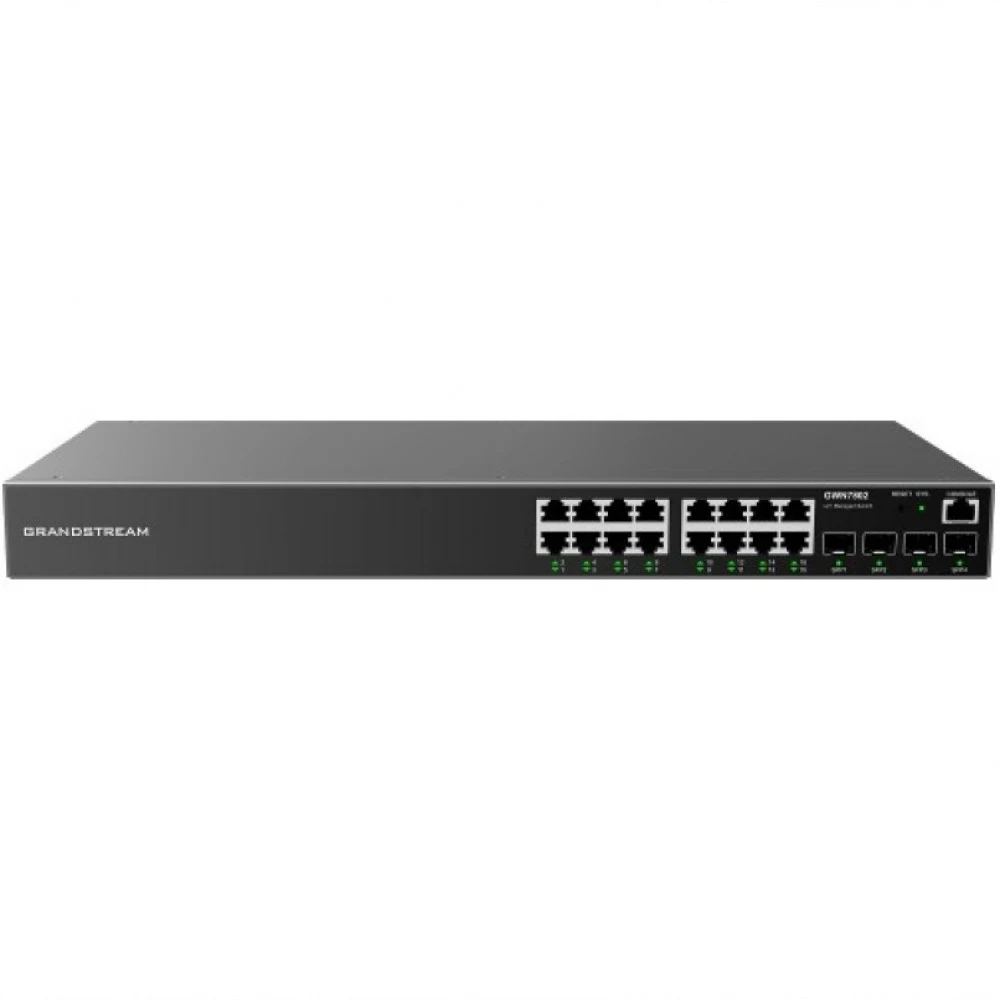 Коммутатор, Grandstream, GWN7802, Управляемый L2+, 16x GbE RJ45, 4x SFP, стоечный