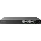 Коммутатор, Grandstream, GWN7802P, Управляемый L2+, 16x GbE RJ45 PoE 802.3 af/at, 240W, 4x SFP, стоечный