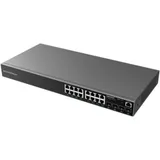 Коммутатор, Grandstream, GWN7802P, Управляемый L2+, 16x GbE RJ45 PoE 802.3 af/at, 240W, 4x SFP, стоечный