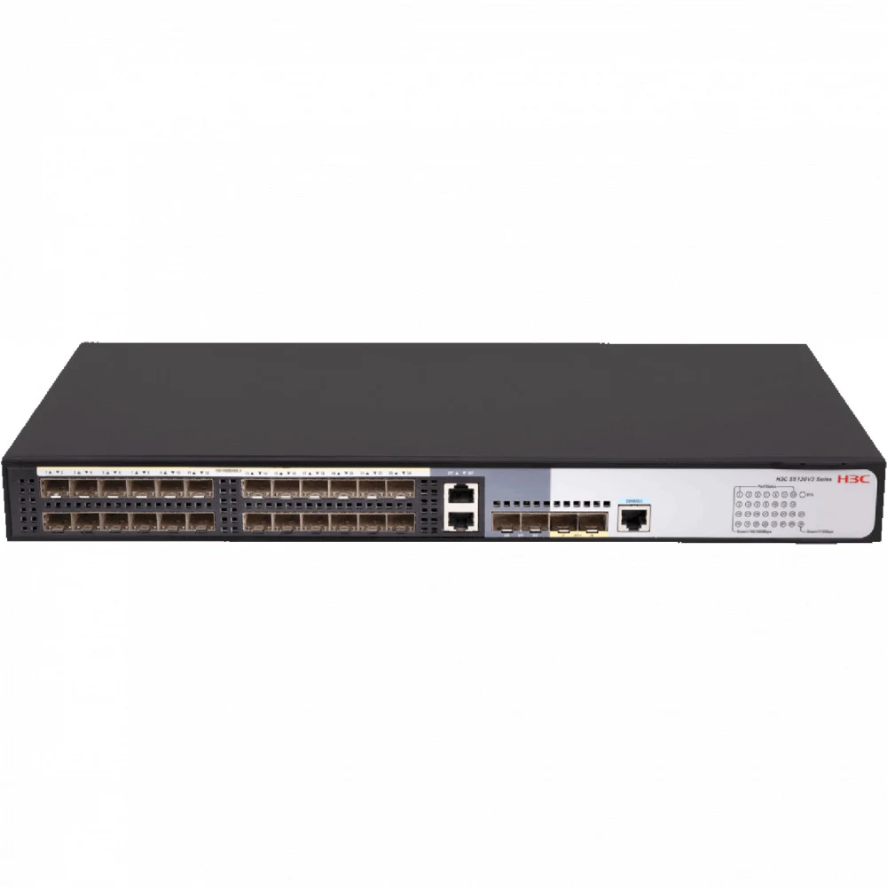 H3C S5120V3-28F-LI L3 Ethernet Switch with 24*100/1000Base-X Ports, 2*10/100/1000Base-T Combo Ports, 2*1000Base-X SFP Ports and 2*1G/10G Basse-X SFP+ Ports,(AC)