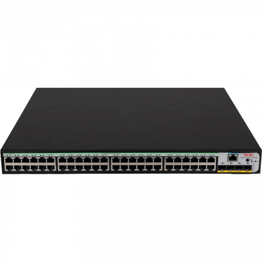 Коммутатор, H3C, LS-5120V3-52S-PWR-LI-GL, Управляемый L3, 48 портов 10/100/1000M (PoE 370Вт, 802.3af/at), 4 порта 1000M SFP+, AC 100~240 В, -10°C ~ +55°C