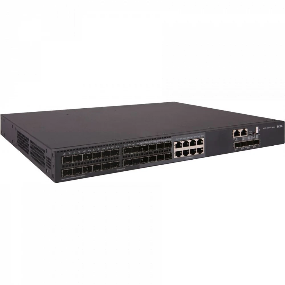 Коммутатор, H3C, LS-5560X-30F-EI-GL, Управляемый, L3, 24 GE SFP, 8 Combo (GE RJ45/SFP), 4 10GE SFP+, 2 слота расширения, Dual AC, Резервируемые блоки питания, 1U, Металл