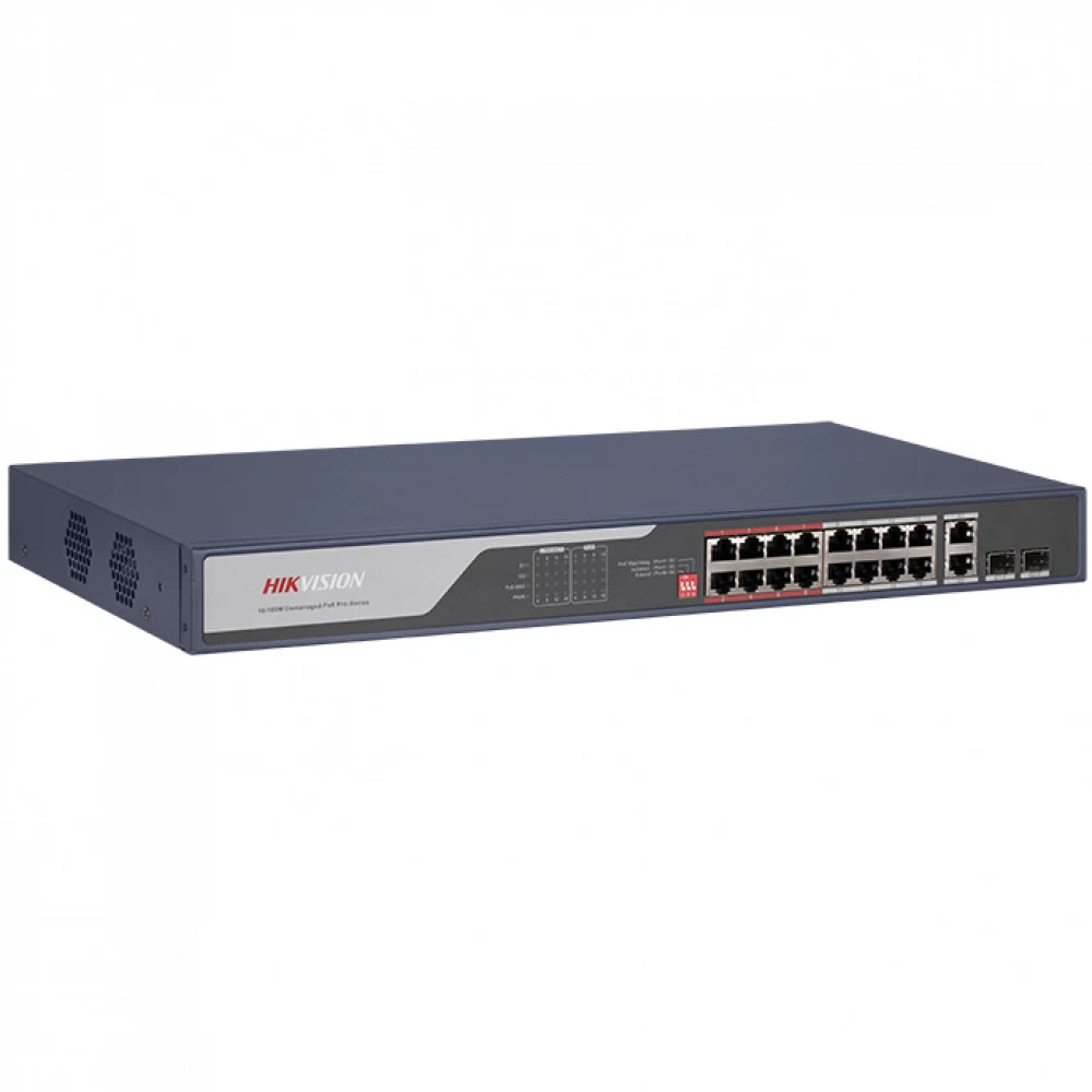 PoE Сетевой коммутатор | Интерфейс: PoE 16×RJ45 10/100Мбит/с / Uplink Combo 2×RJ45 1Гбит/с + 2×SFP 1Гбит/с | PoE Стандарт: IEEE 802.3af / IEEE 802.3at | Скорость коммутации: 7.2 Гбит/с | Скорость пе