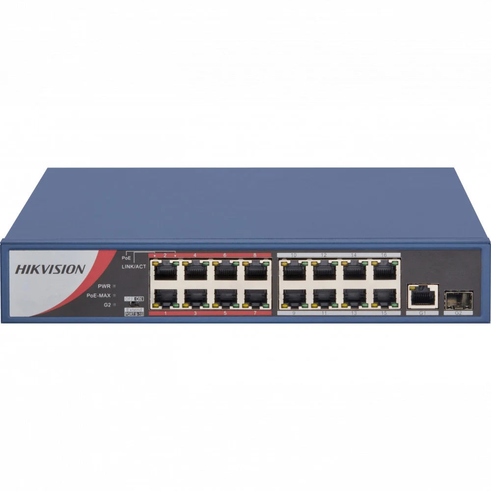 PoE Сетевой коммутатор | Интерфейс: PoE 16×RJ45 10/100Мбит/с / Uplink 1×RJ45 1Гбит/с / Uplink 1×SFP 1Гбит/с | PoE Стандарт: IEEE 802.3af / IEEE 802.3at | Передача данных: 7.2Гбит/с | Скорость переда