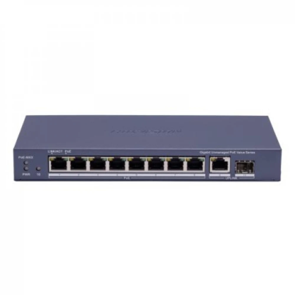 Коммутатор Hikvision DS-3E0510P-E/M(B) 9x1Гбит/с 1SFP 8PoE 58W неуправляемый