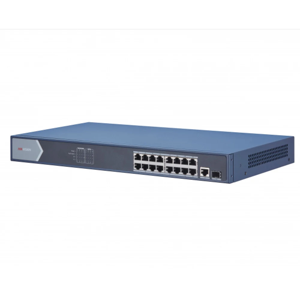 PoE Сетевой коммутатор | Интерфейс: PoE 16×RJ45 1Гбит/с / Uplink 2×SFP 1Гбит/с | Протокол: IEEE 802.3 / 802.3u / 802.3x | PoE Стандарт: IEEE 802.3af / IEEE 802.3at | Скорость коммутации: 36 Гбит/с |