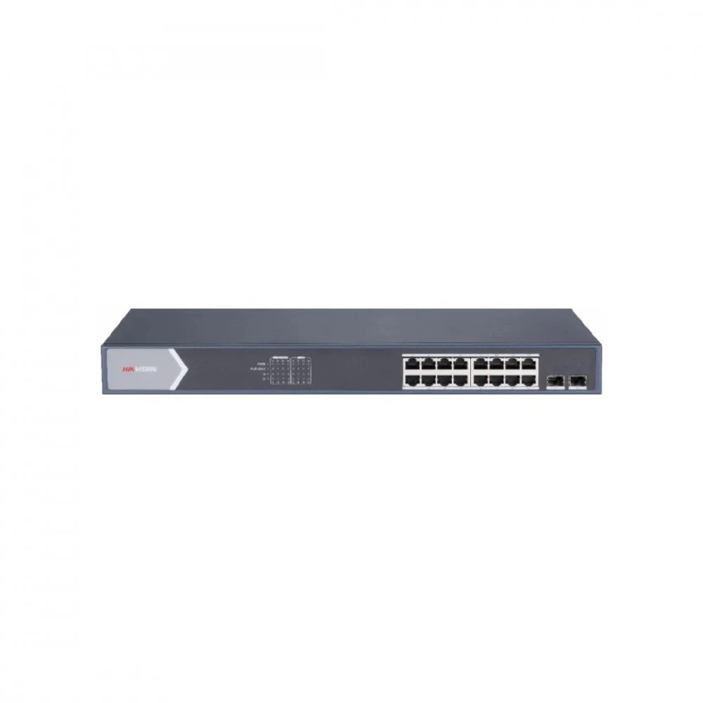PoE Сетевой коммутатор | Интерфейс: PoE 16×RJ45 1Гбит/с / Uplink 2×SFP 1Гбит/с | Протокол: IEEE 802.3 / 802.3u / 802.3x | PoE Стандарт: IEEE 802.3af / IEEE 802.3at | Скорость коммутации: 36 Гбит/с |