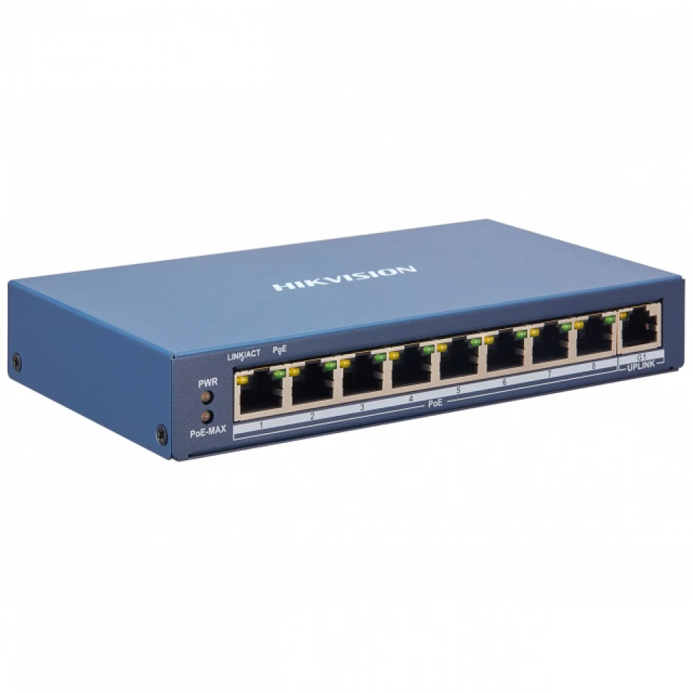 PoE Сетевой коммутатор | Интерфейс: PoE 8×RJ45 10/100Мбит/с / Uplink 1×RJ45 1Гбит/с | PoE Стандарт: IEEE 802.3af / IEEE 802.3at | Скорость коммутации: 5.6 Гбит/с | Скорость передачи пакетов: 4.17Мби