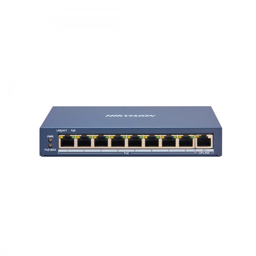 PoE Сетевой коммутатор | Интерфейс: PoE 8×RJ45 10/100Мбит/с / Uplink 1×RJ45 1Гбит/с | PoE Стандарт: IEEE 802.3af / IEEE 802.3at | Скорость коммутации: 5.6 Гбит/с | Скорость передачи пакетов: 4.17Мби