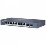 Коммутатор L2, Смарт-управляемый, 8 1000M PoE-порт, 2 1000M SFP-порт, 802.3af/at, бюджет PoE 110Вт, поддержка режима передачи до 300м, PoE watchdog, VLAN, QoS, SNMP, Port Mirroring, Storm Control, в