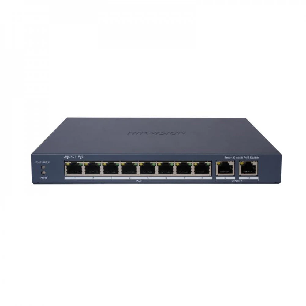 Hikvision DS-3E1510P-EI (V2) Коммутатор 8-портовый PoE, управление через Hik-Partner Pro