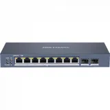 DS-3E1510P-SI Интеллектуальный управляемый коммутатор с 8 × Gigabit PoE-портами, 2 × Gigabit-оптоволоконных порта, стандарт IEEE 802.3 at/af для PoE-портов, Управление топологией сети, сигнал тревог