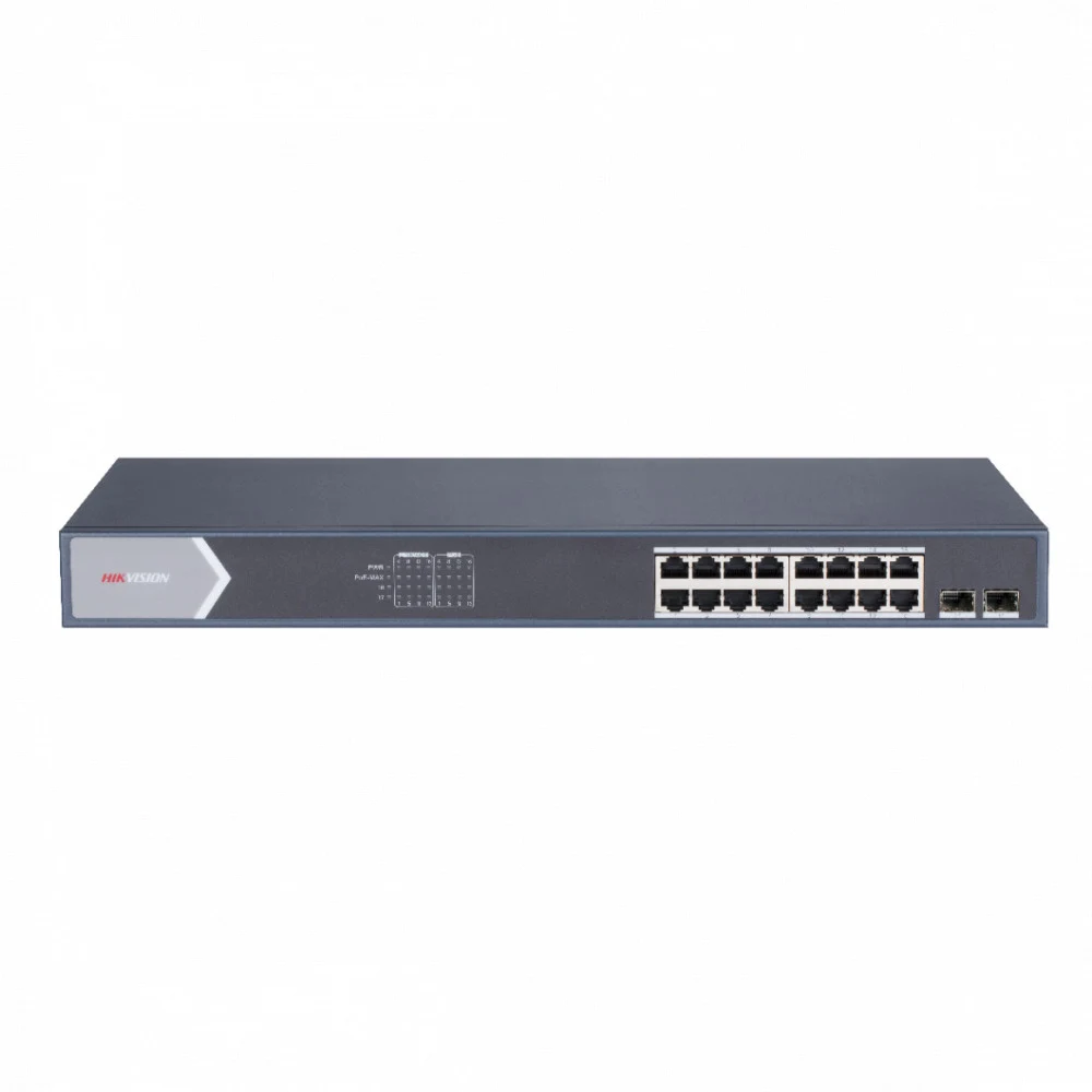 PoE Сетевой коммутатор | Интерфейс: PoE 16×RJ45 1Гбит/с / Uplink 2×SFP 1Гбит/с | Стандарт: IEEE 802.3af / IEEE 802.3at | Скорость коммутации: 56 Гбит/с | Скорость передачи пакетов: 41.66Мбит/с | PoE
